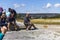 Waiting for Old faithful geysir to erupt
