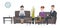 Waiting people. Man and women waiting room. Vector businesspeople characters