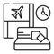Waiting room black line icon. A special room in the airport, where people wait for their flight. Pictogram for web page, mobile