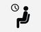 Waiting Room Icon. Man Sit on Chair Lounge Wait Area Airport Hospital Office Patience Sign Symbol Artwork Graphic Clipart Vector