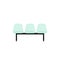 Waiting room icon. Three turquoise empty chairs. Vector illustration, flat design