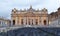 Waiting for a sermon. Chairs in the square in front of St. Peter`s Basilica in the Vatican.