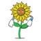 Waiting sunflower mascot cartoon style