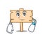 Waiting wooden board mascot cartoon