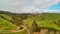 Waitomo countryside and hills in spring season, aerial view of New Zealand