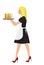 Waitress carrying beer mugs