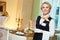 Waitress at catering service in restaurant