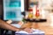 Waitress cleaning the counter