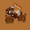 Waitress Isometric Illustration