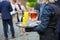 waitress with a tray of glasses of different drinks at the wedd