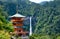 WAKAYAMA,JAPAN-MAY 19th,2018.Pagoda of Seiganto-ji Temple and Nachi Fall