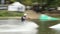 Wake board professional riding track by cable jumps trampoline