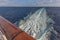 Wake left by a cruise ship in the Aegean sea