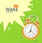 Wake Up Clock Concept Card. Vector