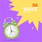 Wake Up Clock Concept Card. Vector