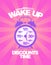 Wake up, discounts time - sale banner design template with old style alarm clock