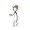 Wake up in the morning sleepy, messy hair. Drinking coffee. Hand drawn. Stickman cartoon. Doodle sketch, Vector graphic