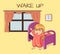 Wake Up Poster Sleepy Girl Vector Illustration