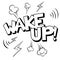 Wake up word comic book coloring vector