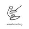 wakeboarding icon. Trendy modern flat linear vector wakeboarding icon on white background from thin line sport collection