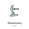 Wakeboarding outline vector icon. Thin line black wakeboarding icon, flat vector simple element illustration from editable sport