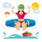 Wakeboarding. Vector Flat style colorful Cartoon