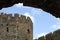 Wales, Caernarfon. View from the gate of the historic castle into the Royal town.