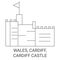 Wales, Cardiff, Cardiff Castle travel landmark vector illustration