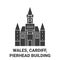Wales, Cardiff, Pierhead Building travel landmark vector illustration