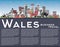 Wales City Skyline with Gray Buildings, Blue Sky and Copy Space