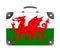 Wales country flag in the form of a travel suitcase on a white background