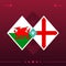Wales, england world football 2022 match versus on red background. vector illustration