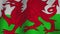 Wales flag background waving flowing banner - seamless video animation loop