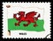 WALES FLAG - Postage Stamp isolated on black