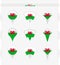 Wales flag, set of location pin icons of Wales flag