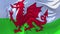 Wales Flag Waving in Wind Continuous Seamless Loop Background.