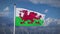 Wales flying flag waving in blue sky - 3d footage animation