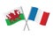Wales and France crossed flags.