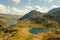 Wales Llyn Idwal and Llyn Ogwen lakes in the mountains.