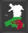 Wales map with Welsh national flag