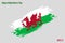 Wales National Flag Grunge Brush Stroke Vecctor Design Flag of Wales