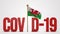 Wales realistic 3D flag and Covid-19 illustration.