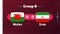 Wales vs iran match. Football 2022 world championship match versus teams on soccer field. Intro sport background, championship