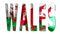 Wales Word With Flag Texture