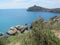 Walk along the Golitsyn trail, Crimea. Juniper, Cape Kapchik, sea and rocks