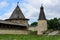 Walk along walls of the Pskov Kremlin in summer