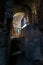 Walk around Tatev Monastery, interior - old stone walls and arches