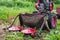 Walk-behind tractor with drives disc grass cutter