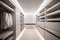 Walk in closet interior design, white walk in wardrobe in modern luxury and minimal style. generative ai