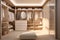 Walk in closet interior design, white walk in wardrobe in modern luxury and minimal style. generative ai